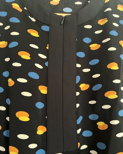 nwt Rant and Rave thalia dot print zip front blouse (black / blue / yellow) size 14