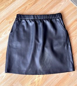 Black Faux Leather Mini Skirt - Dunnes Stores - Elastic Waist - Size S