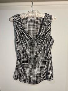 Calvin Klein Black/White Sleeveless Cowl-Neck Top