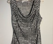 Calvin Klein Black/White Sleeveless Cowl-Neck Top