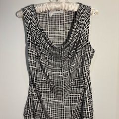 Calvin Klein Black/White Sleeveless Cowl-Neck Top