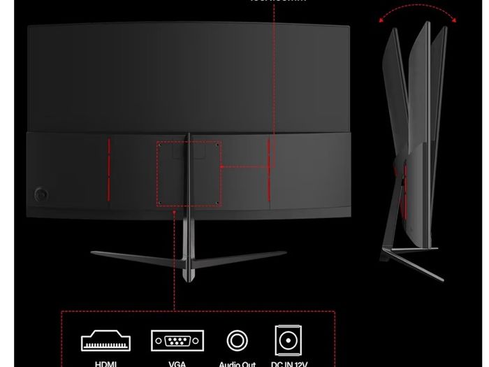 Gawfolk Curved Monitor 27 Inch 100Hz, PC Gaming Monitor with Speakers, AMD FreeSync Full HD 1080p