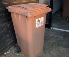 Brown wheelie bin