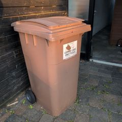 Brown wheelie bin