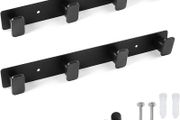 2 Pack Coat Hooks Wall Mounted, Black Coat Rack with 4 Hooks Heavy Duty Towel Hook Wall Hooks Organizer for Hanging Towels, Clothes, Bags, Hat