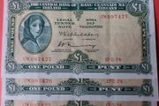 Lady Lavery Three Consecutive One Pound Notes