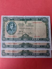 Lady Lavery Three Consecutive One Pound Notes