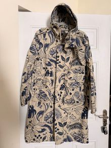 Pretty Green Floral Hooded Parka In Stone Size M In Excellent Condition