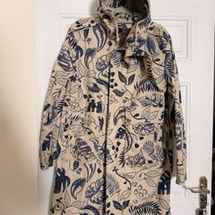 Pretty Green Floral Hooded Parka In Stone Size M In Excellent Condition