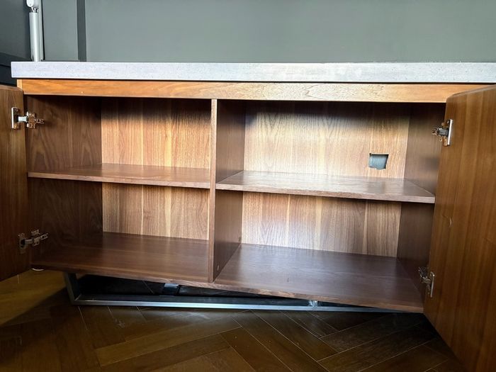 Modern walnut sideboard with stone top