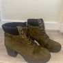 Women's Green Suede Lace-up Boots with Block Heel - Size UK 5 Image 2