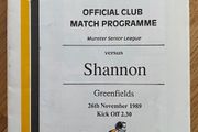 1989 Young Munster v Shannon - Munster Senior League Programme