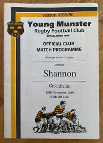 1989 Young Munster v Shannon - Munster Senior League Programme