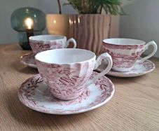 Antique Myotts Country Life Staffordshire 3 cups & Saucers