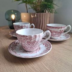Antique Myotts Country Life Staffordshire 3 cups & Saucers