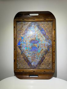 Antique Brazilian Art Deco Butterfly Wing Tray (Blue Morpho)