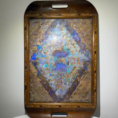 Antique Brazilian Art Deco Butterfly Wing Tray (Blue Morpho)