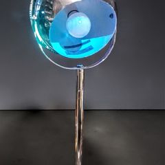 Tall chrome space age eyeball lamp