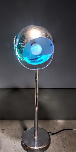 Tall chrome space age eyeball lamp