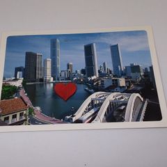 Singapore Postcard - Showing Old and Modern Buildings On The Banks of Singapore River with Elgin Bridge in The Foreground  - 1990