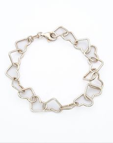 Vintage Sterling Silver Linked Hearts Bracelet