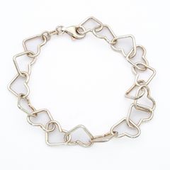 Vintage Sterling Silver Linked Hearts Bracelet