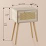 Nightstand Set of 2 End Table Small Bedside Table Handmade Rattan Decorated Drawer  Solid Wood Legs, 35by27by53cm, Modern Side Table for Bedroom, Living Room, Natural HST010N-2 Image 3