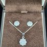 Ernest Jones Love & Life Sterling Silver Flower Necklace Earrings Set Boxed Image 2