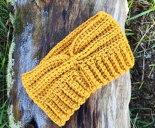 Handmade crochet warm headband, yellow wooly ear warmer