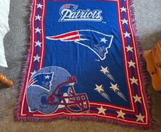 Vintage New England Patriots Woven Throw Blanket / Tapestry