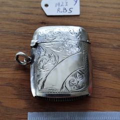 Antique Sterling Silver Vesta Case - High Shine Finish (Birmingham 1923)