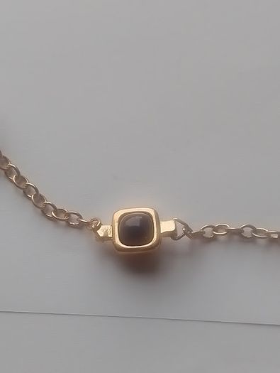Black and Gold Square Charm Necklace 18 Inch