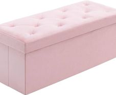 NEW | Folding Storage Ottoman Bench, Velvet Large Footstools Cube for Living Room and Bedroom 110 x 40 x 40 cm