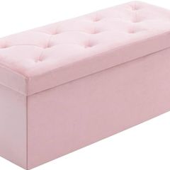 NEW | Folding Storage Ottoman Bench, Velvet Large Footstools Cube for Living Room and Bedroom 110 x 40 x 40 cm
