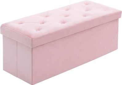 NEW | Folding Storage Ottoman Bench, Velvet Large Footstools Cube for Living Room and Bedroom 110 x 40 x 40 cm