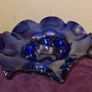 Vintage Hand blown Art Glass Cobalt Blue Serving Bowl Image 2
