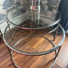 Set of 2 Glass & Chrome Nesting Tables