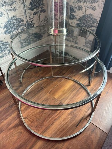Set of 2 Glass & Chrome Nesting Tables