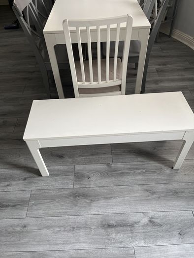 table, chairs and bench