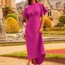 Lipsy pink/purple flutter sleeve midi dress size 10 Image 3