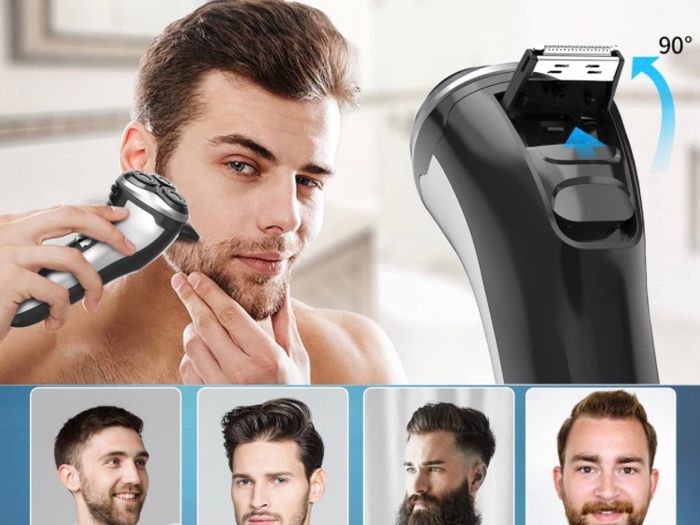 Electric Shavers for Men Cordless Rechargeable,Electric Razor for Men Wet&Dry Waterproof,Mens Shaver with Pop-up Beard Trimmer,Rotary Shaver with LED Display