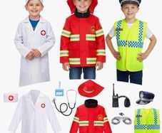 3 in 1 Kids Role Play Costumes, 13 Pieces Fancy Dress up Set for Boys Age 3-7, Birthday Halloween Costumes for Kids & Toddlers