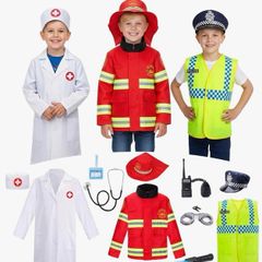 3 in 1 Kids Role Play Costumes, 13 Pieces Fancy Dress up Set for Boys Age 3-7, Birthday Halloween Costumes for Kids & Toddlers