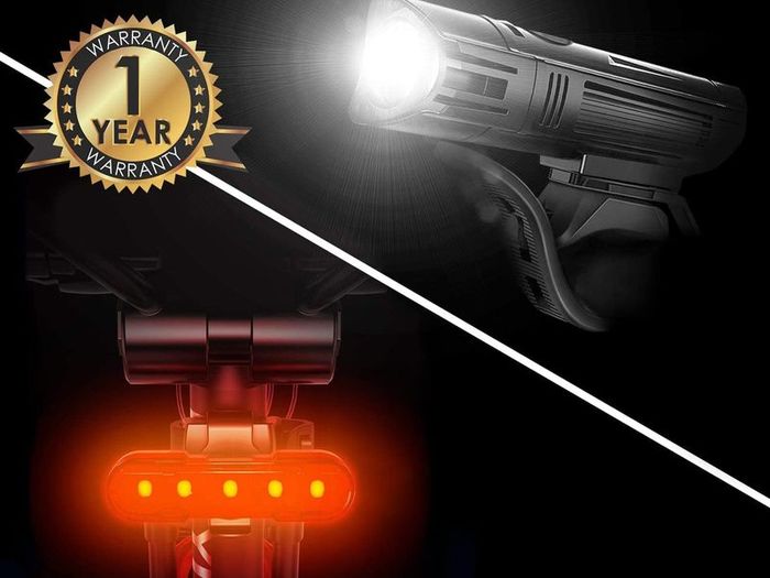 Bike Light Set | SEE & BE SEEN | Super-Bright! | 2x Bigger & Rechargeable Batteries | Water & Dirt Proof | Easy-To-Use Mounting System | Uncompromising Safety with 4 Extremely Useful Lighting Modes
