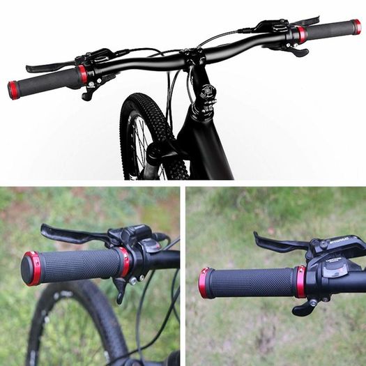 Bike Handlebar Grips, Anti-Slip Double lock on Bicycle Grips with Soft and Comfortable Rubber Surface for Mountain Road MTB BMX Foldable Bike with Handle Diameter of 22.2 mm