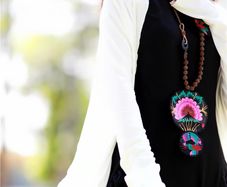 Designer embroidered statement necklace