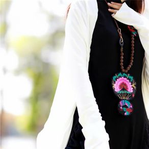 Designer embroidered statement necklace
