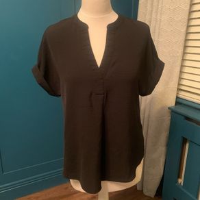 Black short sleeve blouse. Size 10
