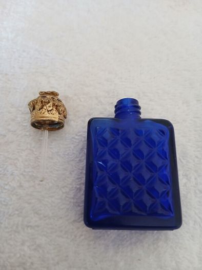 Vintage Cobalt Blue Glass Miniature Perfume Bottle