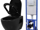 Wall-Hung Toilet with Concealed Cistern Ceramic Black